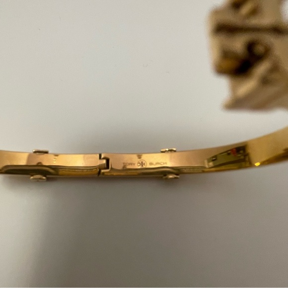 Tory Burch- Miller Logo Hinged Bangle Bracelet available in silver or gold - Picture 9 of 10